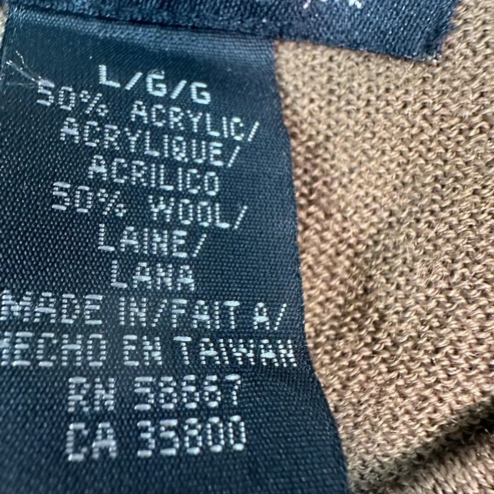Kenneth Cole Sweater Mens Large Brown Striped Wool Blend Crewneck Excellent
